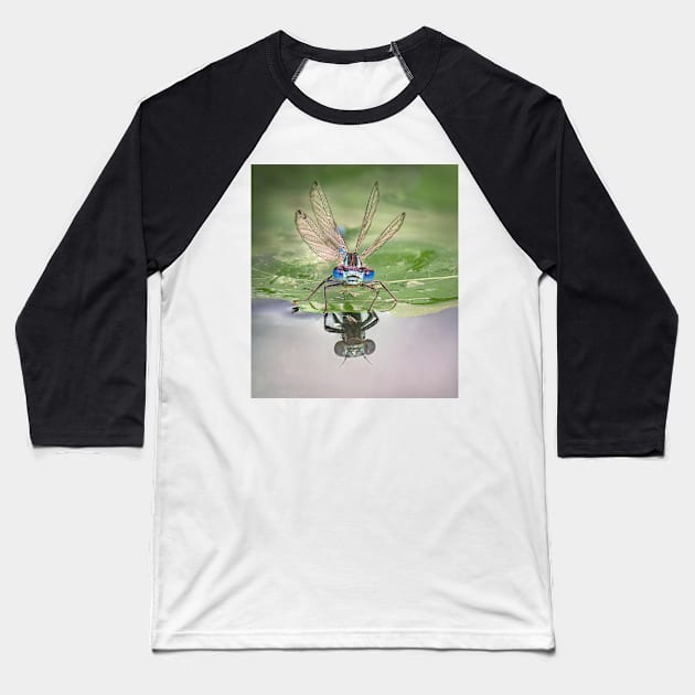 Blue-tailed Damselfly Reflection Baseball T-Shirt by TonyNorth